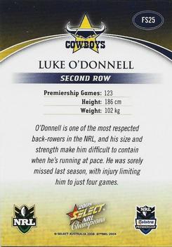 2008 Select NRL Champions - Gold Foil Signatures #FS25 Luke O'Donnell Back